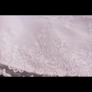 Wedding dress with veil. Dry cleaned and preserved. Corset bodice,zipper,buttons